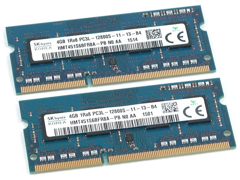SK Hynix HMT451S6BFR8A 8GB (2x4GB) 1Rx8 DDR3 SO-DIMM PC3-12800 1600MHz 204-Pin Non-ECC CL11 1.35V Laptop Memory Module 2-Peace Kit HMT451S6BFR8A-PB